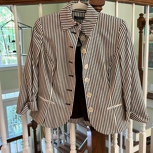 Ralph Lauren Brown and White Striped Blazer